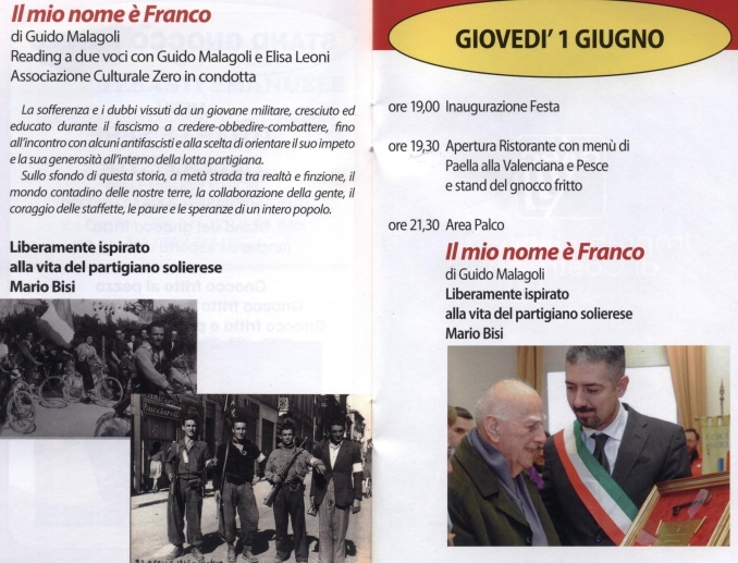 "IL MIO NOME E' FRANCO" parco della Resistenza SOLIERA - ZERO in condotta